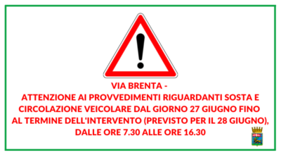 Via Brenta, posa in opera infrastrutture telefoniche FTTH: 27 e 28 giugno divieto di circolazione e modifiche alla Circolare A del tpl